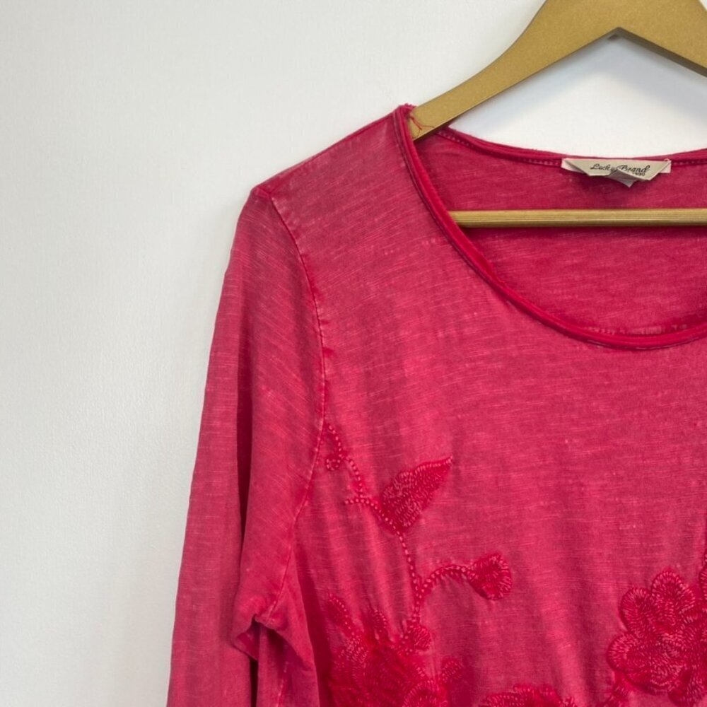 Lucky Brand Pink Crochet Floral Long Sleeve Top - Picture 6 of 11